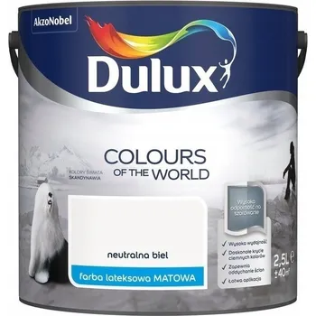 barva na zeď DULUX SVĚTA BARVA LATEXOVÁ NA ZEĎ Neutrální Bílá 2,5L