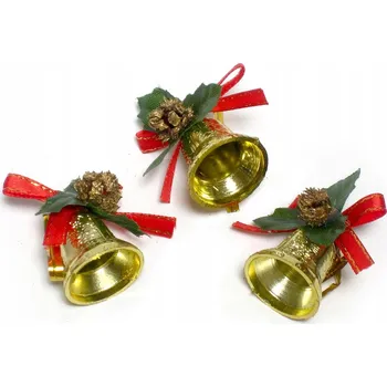 Vánoční dekorace Vánoční zvonečky se stuhou na stromeček 8 kusů Vánoce BNAR-146