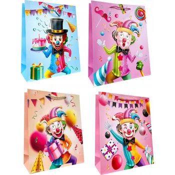 Obraz OZDOBNÁ DÁRKOVÁ TAŠKA 18x23x10,5 cm USMĚVAVÝ KLAUN ORANŽOVÁ JP298