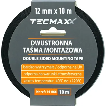 Lepicí páska TECMAXX - OBOUSTRANNÁ MONTÁŽNÍ PÁSKA PE - ČERNÁ - 12 MM x 10 M