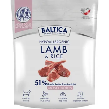 Krmivo pro psa Krmivo krmivo pro psy s jehněčím masem a rýží pro střední plemena 1 kg BALTICA