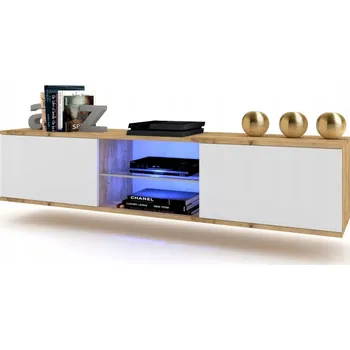 Komoda Závěsná Skříňka Komoda RTV Dub Craft Bílá 140 LED