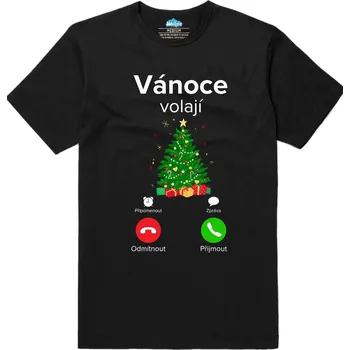 Pánské tričko Pánské tričko Vánoce volají Phone Call (Velikost: M, Barva: Černá)