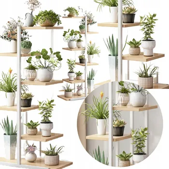 Stojan na květiny Držák Na Květináč doUp. 113 cm, dřevo bílá