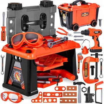 VELKÁ SADA MALÉHO KUTILA PRO DĚTI – DÍLNA V KUFRU S NÁŘADÍM, 65 DÍLŮ