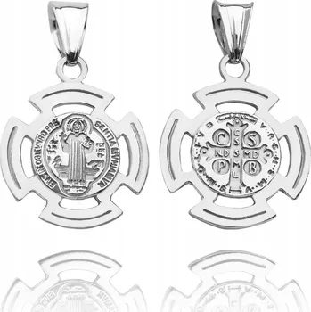 Přívěsek PŘÍVĚSEK SVATÝ BENEDIKT KŘÍŽ STŘÍBRNÝ MEDAILON DÁMSKÝ PÁNSKÝ