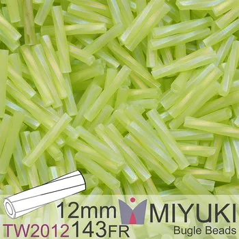 Korálek Korálky Miyuki Twisted Bugle 12mm. Barva TW2012-143FR Matte Tr Chartreuse AB. Balení 10g.