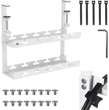 kabelová chránička podstolní organizér kabelů MACLEAN, 2 úrovně, bílý