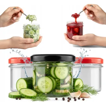 Dóza na potraviny 5x ROVNÁ ZAVAŘOVACÍ SKLENICE 140ML NÁDOBA NA POTRAVINY MED, DŽEM, KRÉM SKLENĚNÉ Sklenice