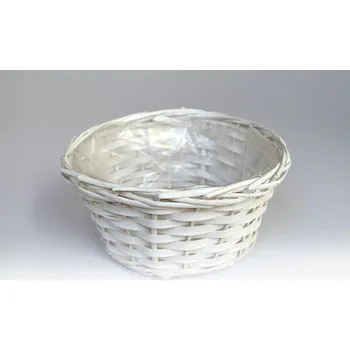 Nákupní košík Proutěný košík, bělený, s igelitem