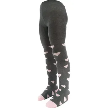Dámské oblečení Dívčí punčochy Srdíčka B - 98-104 / šedá/růžová