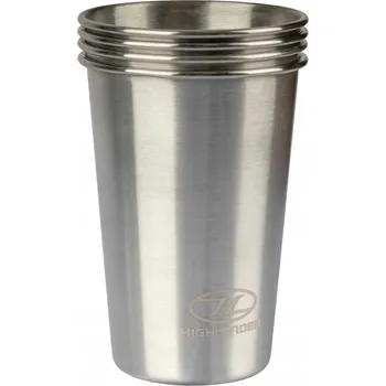 Ocelový hrnek Highlander Outdoor Camp Cup 500 ml 4 ks - stříbrný