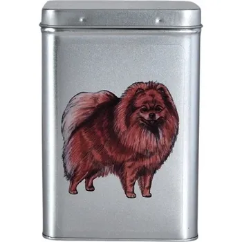 Dóza na potraviny Plechová dóza s obrázkem psa plemene špic