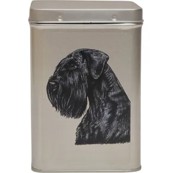 Dóza na potraviny Plechová dóza s obrázkem psa plemene knírač velký