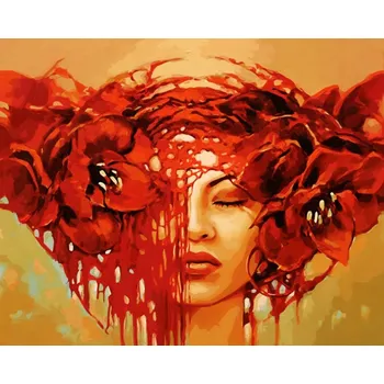 Malování podle čísel Dáma s vlčími máky M1811