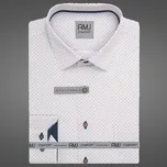 Pánská košile AMJ bavlněná, bílá s modro béžovým vzorem VDSBR1462, dlouhý rukáv, slim-fit, vel. 37