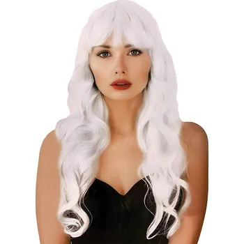 Karnevalová paruka Paruka dlouhá vlnitá s ofinou, bílá