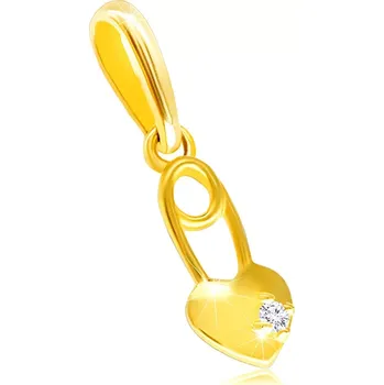 Přívěsek Diamantový přívěsek ze 14K žlutého zlata - plné srdíčko s briliantem čiré barvy