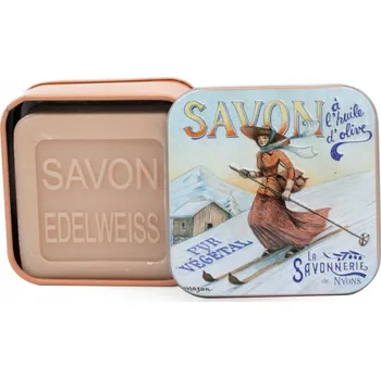 Koupelová kosmetika Marseillské mýdlo La Savonnerie de Nyons protěž v krabičce s lyžemi 100g