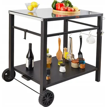 Konferenční stolek VEVOR Vozík ke Grilu s Dvojitou Policí Černý - Vhodný pro Venkovní Použití