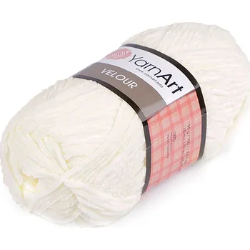 Příze Pletací žinylková příze Velour 100 g krémová nejsvět. 1 ks