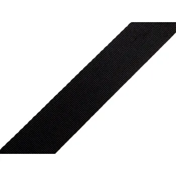 Hladký oboustranný popruh s leskem šíře 25 mm, barva 12 černá