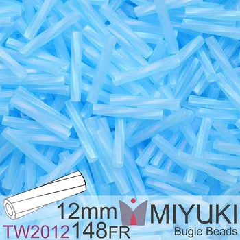 Korálek Korálky Miyuki Twisted Bugle 12mm. Barva TW2012-148FR Matte Tr Aqua AB. Balení 10g.