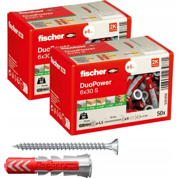 Hmoždinka FISCHER DUOPOWER 6x30S Hmoždinka rozpěrná Šroub se zoubky do betonu sádry cihly x2