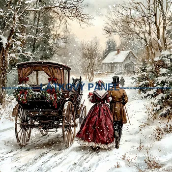 Látkový panel - Zimní retro - ZIM-237 Velikost: 25x25cm, Materiál: Kočárkovina