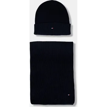 Čepice Sada s příměsí kašmíru Tommy Hilfiger tmavomodrá barva, AM0AM13807 59X, vel. ONE SIZE