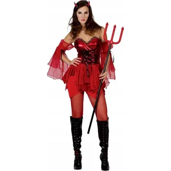 Karnevalový kostým Sada pro dospělé: Hříšný ďábel ( šaty s rukávy, rohy), vel .