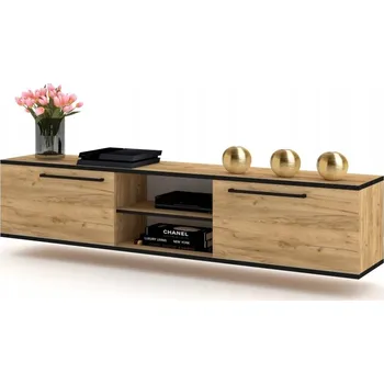 Komoda Závěsná černá TV skříňka/komoda 180 cm - dekor dub craft