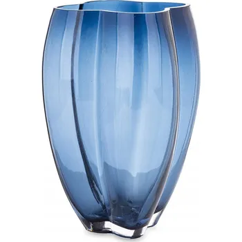 Váza SKLENĚNÁ VÁZA MODRÁ 25x15cm MODERNÍ HLADKÁ SKLO