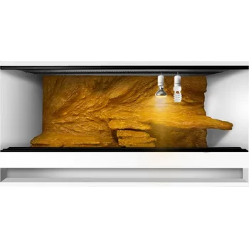 Teraristika ReptiEye Terárium z lamina 100x50x50 bílý s 3D stěnou vybavené – varianta J Varianta terária: terárium + UVB žárovka, halogen a zářivka