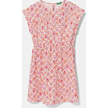 Dívčí šaty Dětské bavlněné šaty United Colors of Benetton 4MMDCV03F.G.Seasonal oranžová 22X, vel. 140