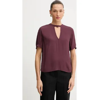 Dámská halenka Halenka Twinset dámská, vínová barva, hladká, 252TP2292 93X, vel. 38