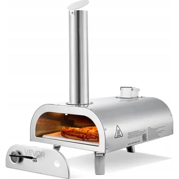 Krbová kamna VEVOR Venkovní Kamna na Pizzu 12\" s Vestavěným Teploměrem, Nerezová Ocel