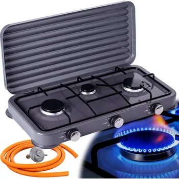 Outdoor vaření Cestovní plynový vařič se 3 hořáky + redukce pro malou plynovou láhev