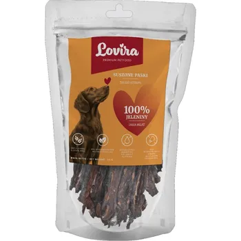Pamlsek pro psa Pamlsky pro psy jelení maso v pruzích LOVIRA - sušené maso
