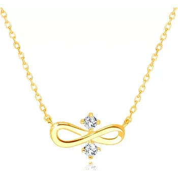 Náhrdelník Diamantový náhrdelník 585 ve žlutém zlatě - symbol "INFINITY", dva čiré brilianty