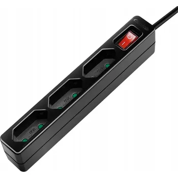 Napájecí kabel LogiLink prodlužovací kabel se 3 zásuvkami, 1.5m, černý