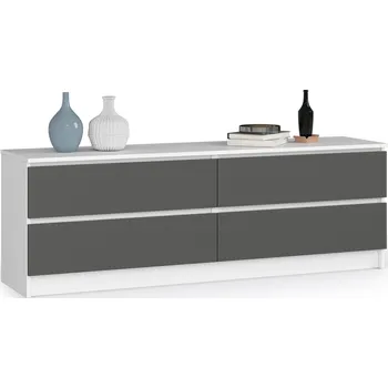 Dětská skříň KOMODA K160 4SZ CLP PK BÍLÁ / ŠEDÁ