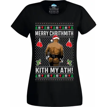 Dámské tričko Vánoční Mike Tyson Kith My Ath! (Velikost: 4XL, Barva: Černá)