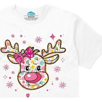 Pánské tričko Pánské tričko Růžový Vánoční Sob (Velikost: S, Barva: Bílá)