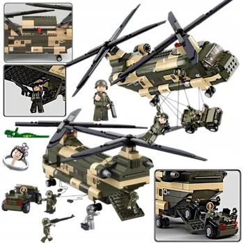 ostatní stavebnice Stavebnice Helikoptéra CHINOOK CH-47 VOJENSKÝ TRANSPORTNÍ VRTULNÍK + 5 FIGUREK