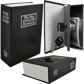 Pokladnička Kovová kasička ve tvaru knihy na peníze, bankovky, sejf, klíč, skrýš