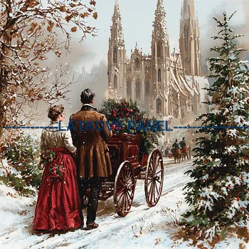 Látkový panel - Zimní retro - ZIM-235 Velikost: 25x25cm, Materiál: Bavlna