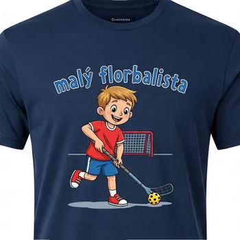 Dětské tričko Malý florbalista - velikost 152, Barva Tmavě modrá