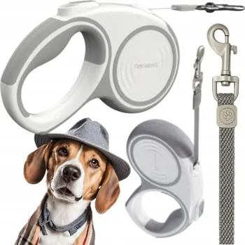 Vodítko pro psa VODÍTKO AUTOMATICKÁ PRO PSA páska 4 m (M) do 20 kg šedá DOGNESS LIBERTY