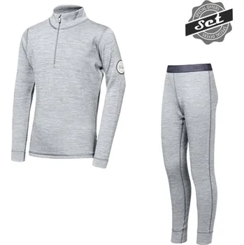 Set dětského termoprádla SENSOR MERINO BOLD dětský set triko dl.rukáv zip + spodky cool gray Velikost: 100